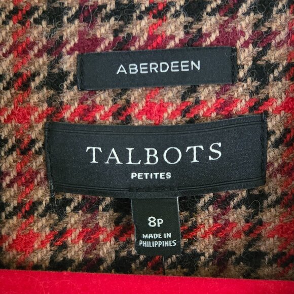Talbots NWT Shetland Aberdeen Plaid Wool Blend Blazer Red Tan Navy Size 8p - Picture 8 of 10